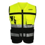 Custom Breathable Reflective Safety Vest with Pockets and Zipper