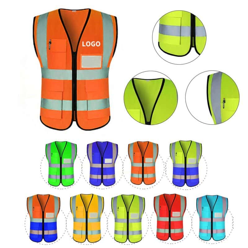 Custom High-Visibility Reflective Safety Vest with Pockets