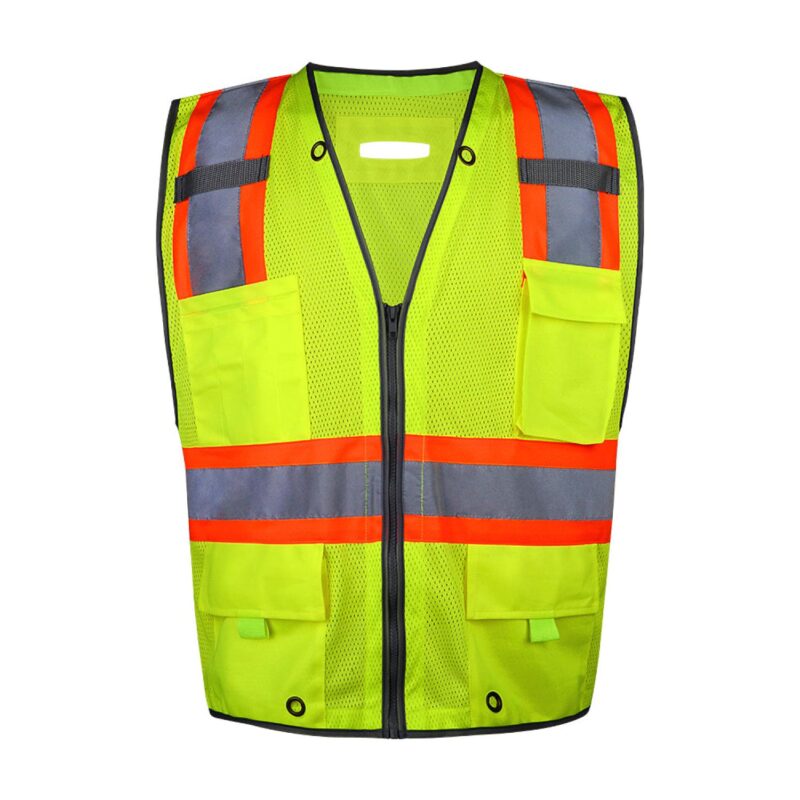 Custom High Visibility Mesh Reflective Safety Vest w/10 Pockets - 1