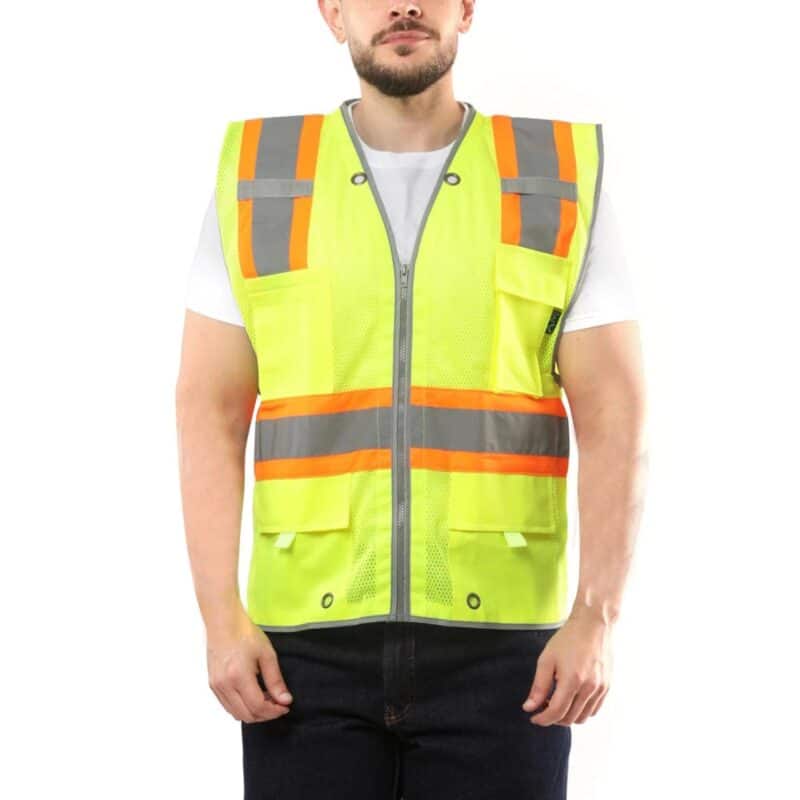 Custom High Visibility Mesh Reflective Safety Vest w/10 Pockets - 2