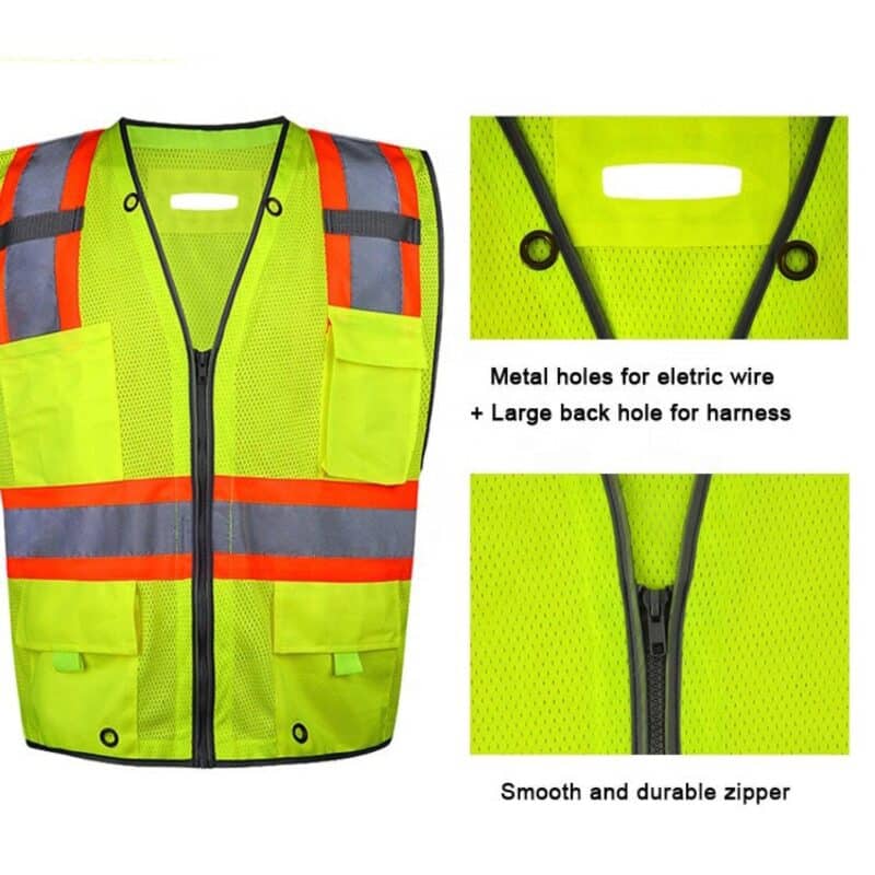 Custom High Visibility Mesh Reflective Safety Vest w/10 Pockets - 5