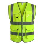 Custom High Visibility Polyester Reflective Safety Vest w/9 Pockets - 1