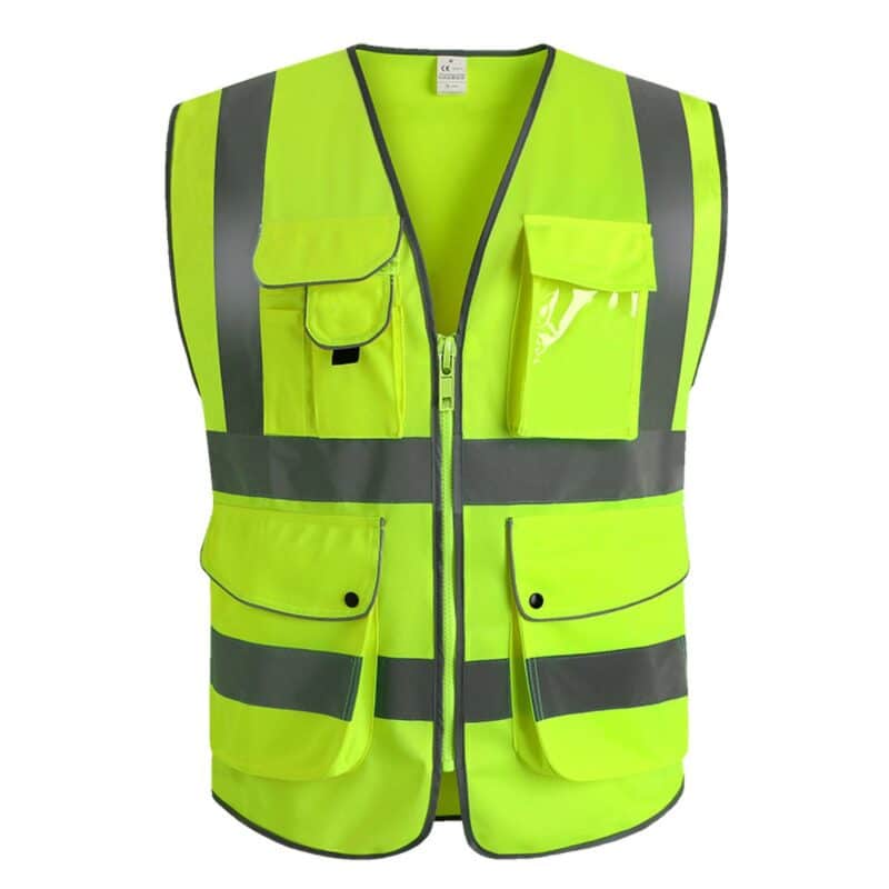 Custom High Visibility Polyester Reflective Safety Vest w/9 Pockets - 1
