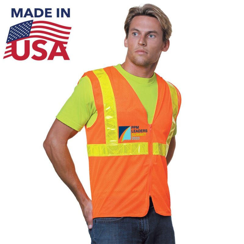Custom USA Made Class 2 Mesh Reflective Safety Vest