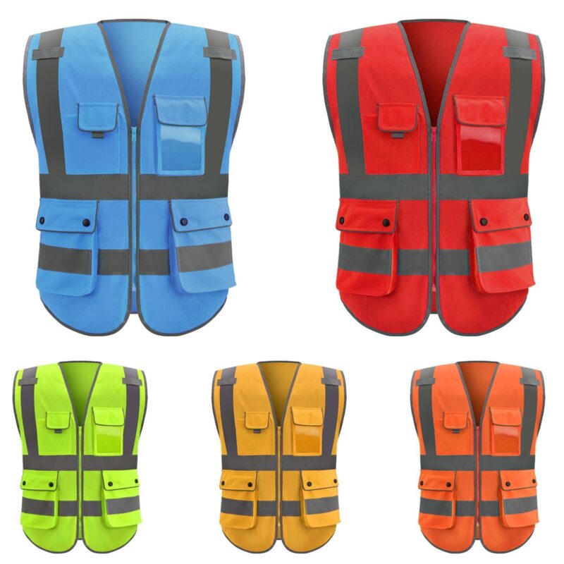 Custom Reflective Safety Vest W/ 9 Pockets - 1