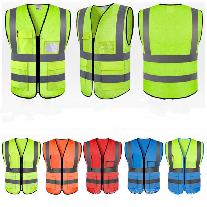 Custom Reflective Safety Vest W/ Pockets And Zipper - 1