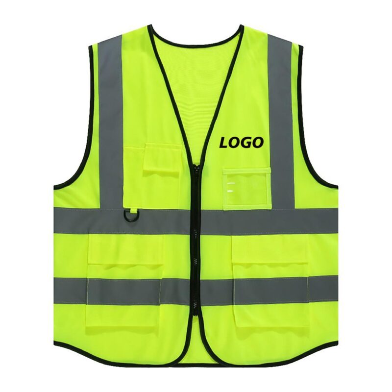 Custom Reflective Safety Vest W/ Pockets And Zipper