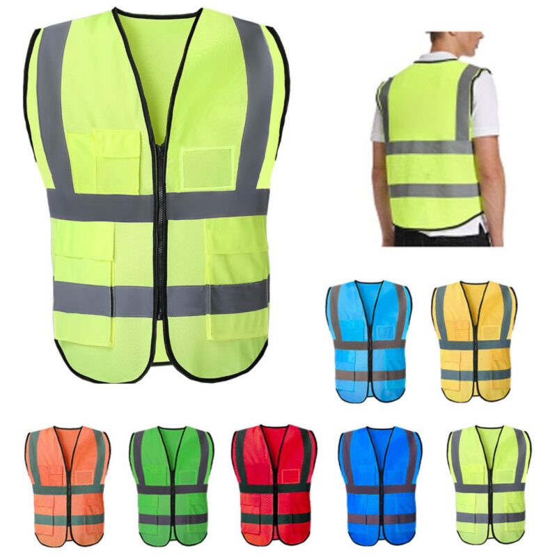 Reflective-Safety-Vest-with-Pockets-SJMG0338 Custom Reflective Safety Vest with Pockets