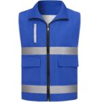 Custom 3.8 Oz.Reflective Safety Vest Double Waist Stripes - 3