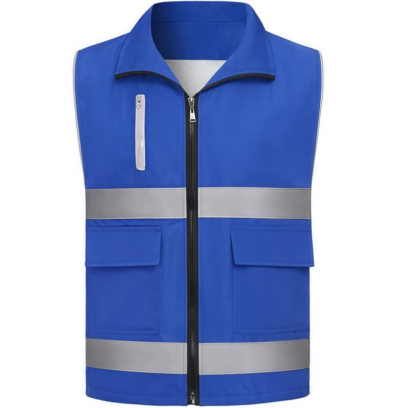 Custom 3.8 Oz.Reflective Safety Vest Double Waist Stripes - 3