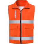Custom 3.8 Oz.Reflective Safety Vest Double Waist Stripes - 4