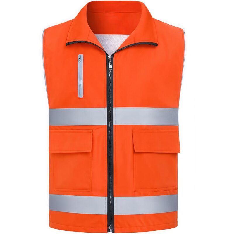 Custom 3.8 Oz.Reflective Safety Vest Double Waist Stripes - 4