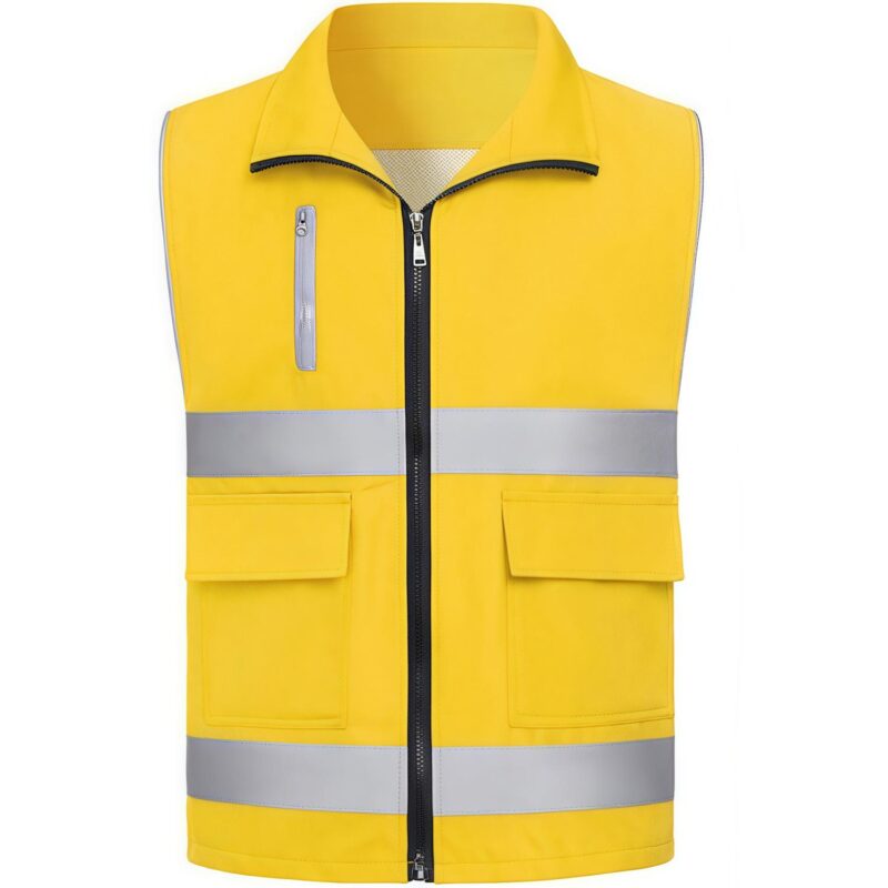 Custom 3.8 Oz.Reflective Safety Vest Double Waist Stripes - 6