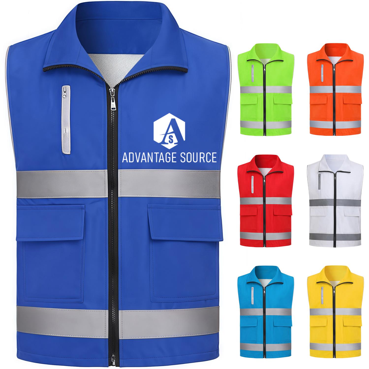 Custom 3.8 Oz.Reflective Safety Vest Double Waist Stripes