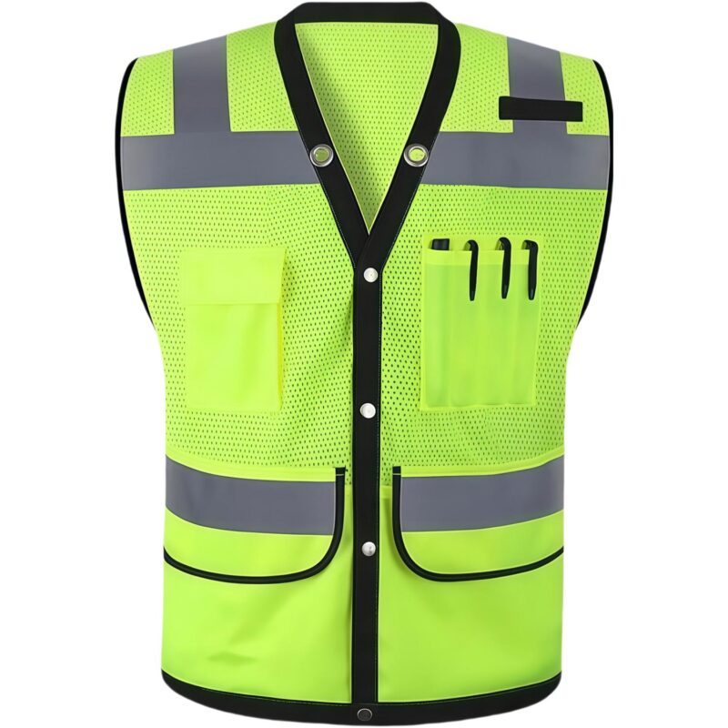 Custom Mesh Reflective Safety Vest With 4 Pockets - 3
