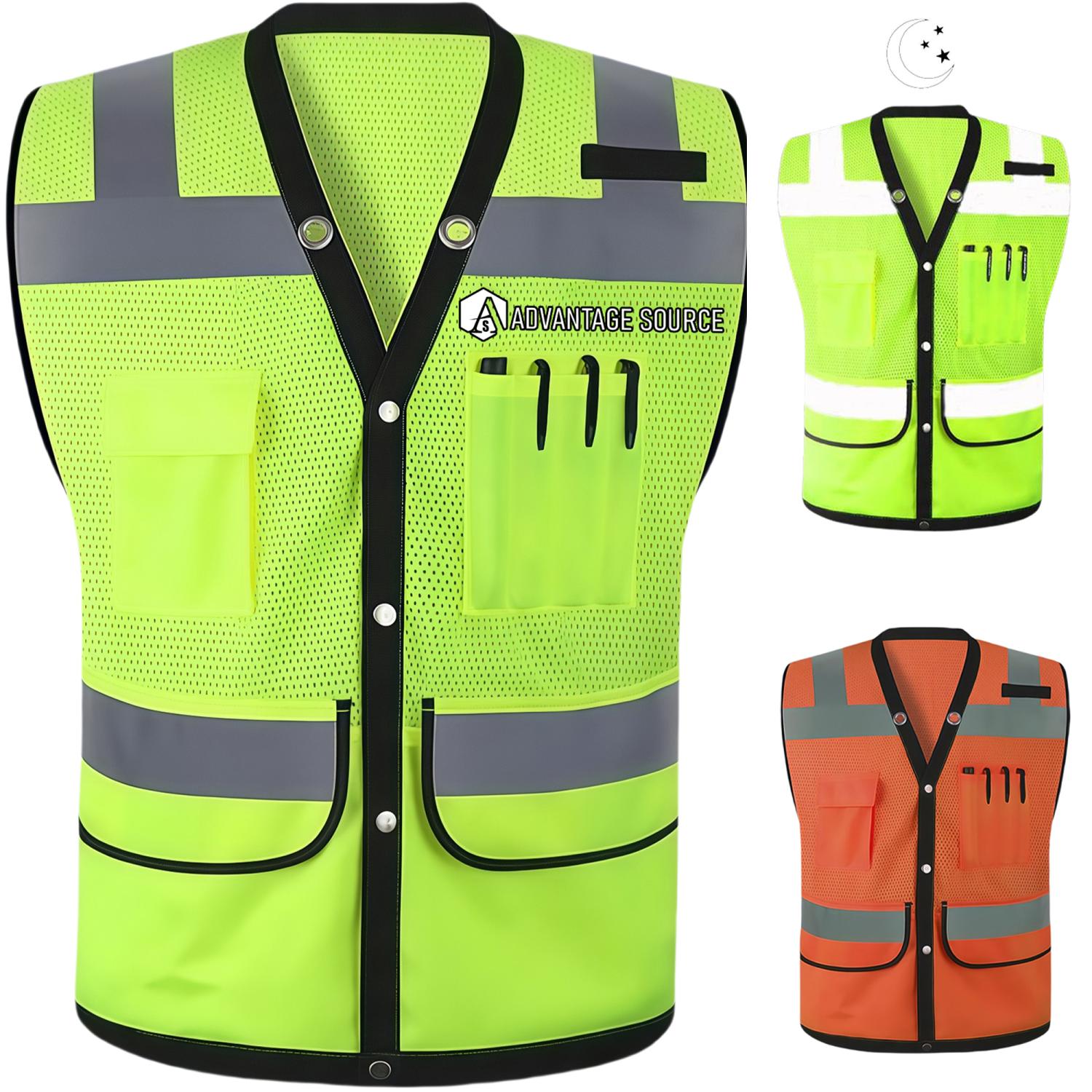 Custom Mesh Reflective Safety Vest With 4 Pockets