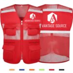 Custom Mesh Reflective Safety Vest With Pockets Zipper