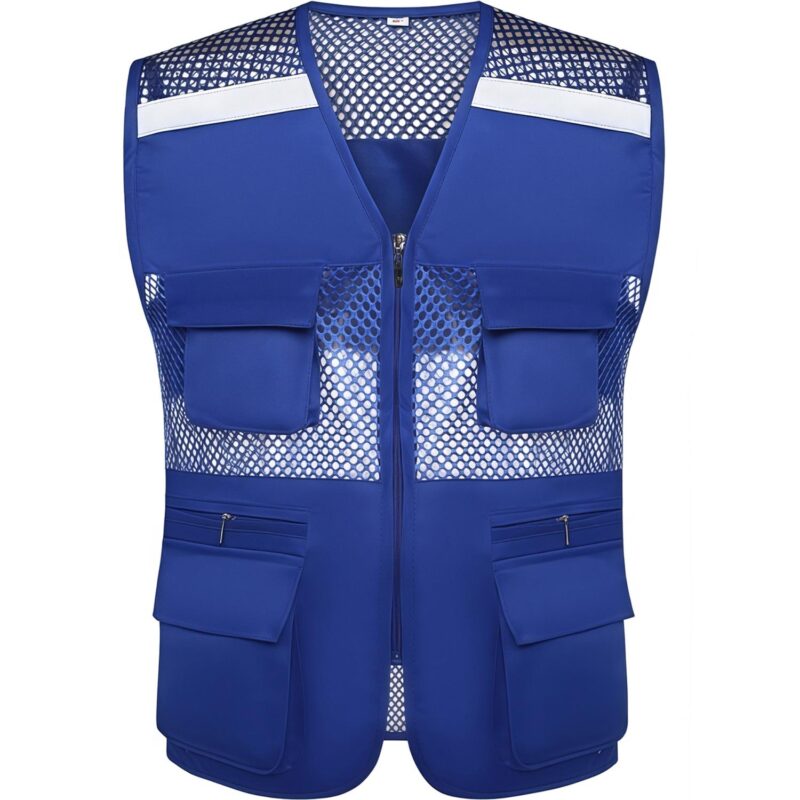 Custom Mesh Reflective Safety Vest With Pockets Zipper - 2