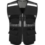Custom Mesh Reflective Safety Vest With Pockets Zipper - 4