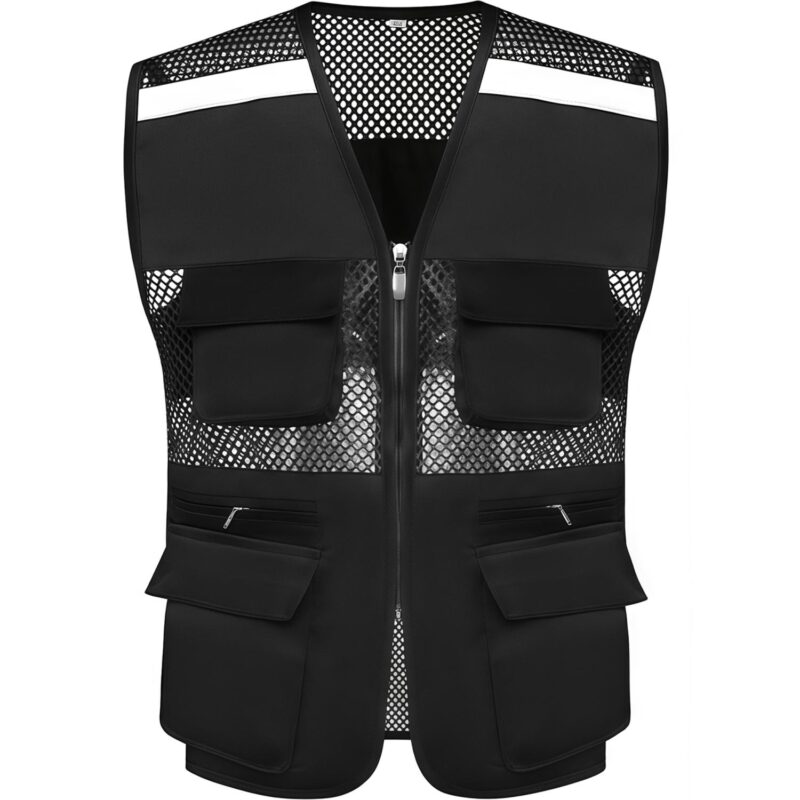 Custom Mesh Reflective Safety Vest With Pockets Zipper - 4