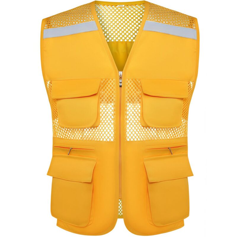 Custom Mesh Reflective Safety Vest With Pockets Zipper - 6