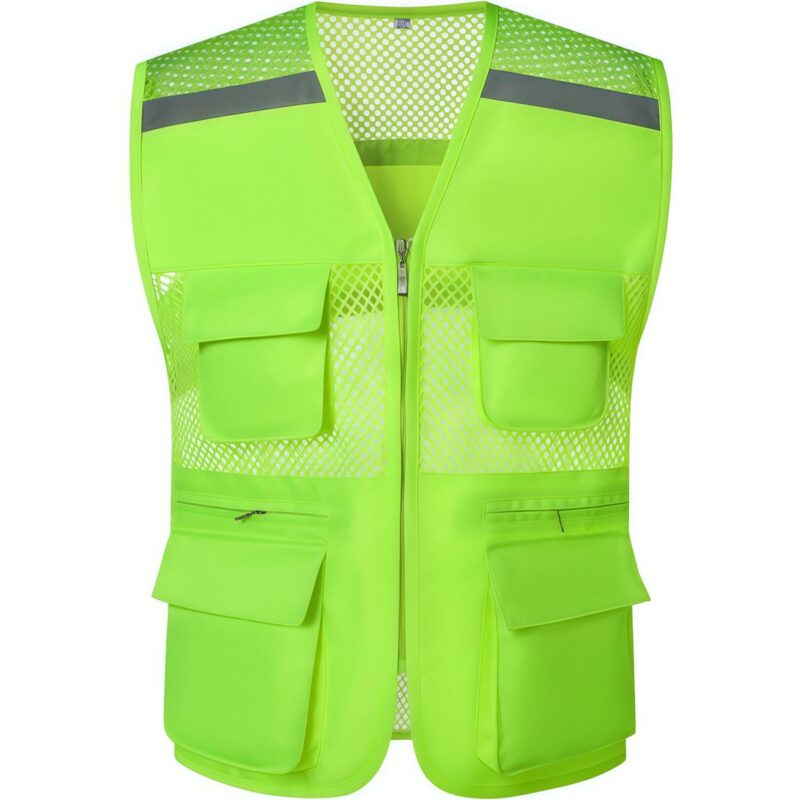 Custom Mesh Reflective Safety Vest With Pockets Zipper - 7