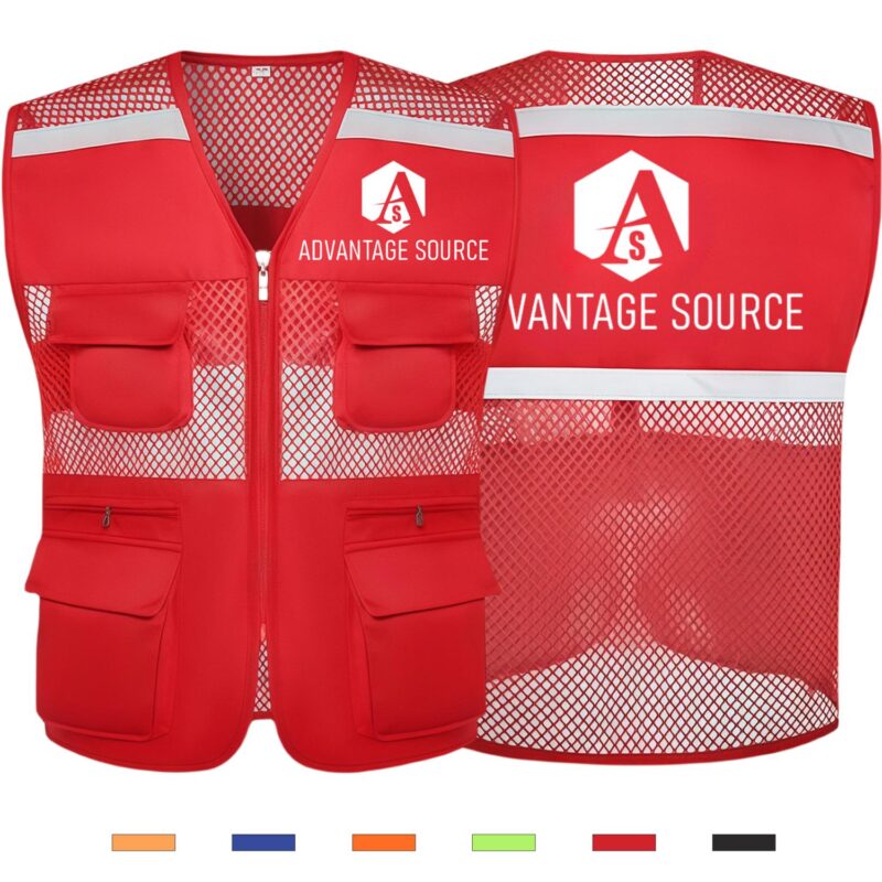 Custom Mesh Reflective Safety Vest With Pockets Zipper