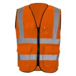 Custom VISIPRO Unisex Front-Zip Reflective Safety Vest with Pockets - 1
