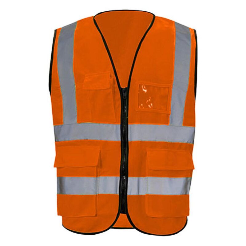 Custom VISIPRO Unisex Front-Zip Reflective Safety Vest with Pockets - 1
