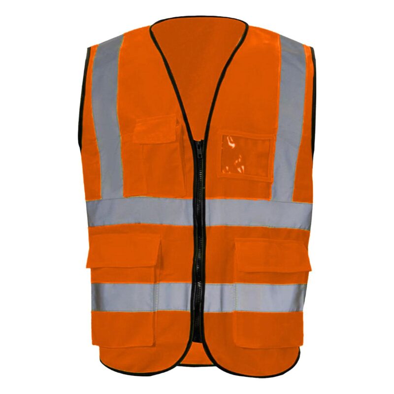 Custom VISIPRO Unisex Front-Zip Reflective Safety Vest with Pockets - 2