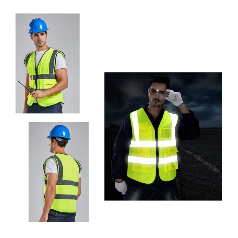 Custom VISIPRO Unisex Front-Zip Reflective Safety Vest with Pockets - 5