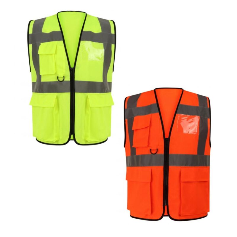 VISIPRO-Unisex-Front-Zip-Reflective-Safety-Vest-with-Pockets-VIS-01-VST3 Custom VISIPRO Unisex Front-Zip Reflective Safety Vest with Pockets