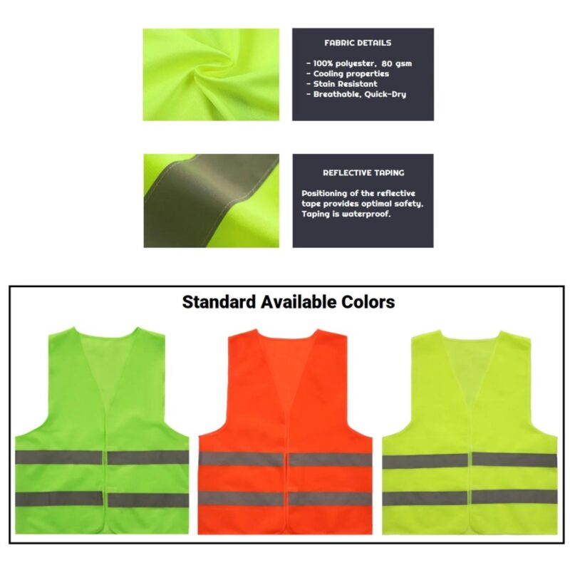 Custom VISIPRO Unisex Hook & Loop Reflective Safety Vest with Bands - 4