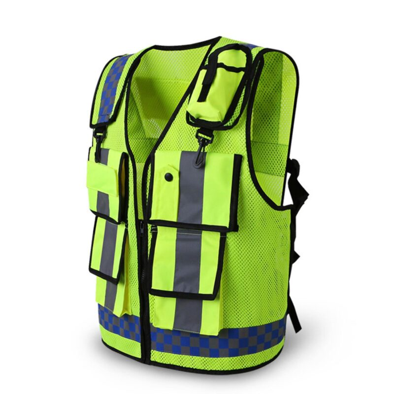 Custom Fabric Reflective Safety Vest w/ Multi Pockets and Zipper - 2