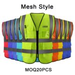 Custom High-Vis 100% Polyester Mesh Reflective Safety Vest w/4 Pockets