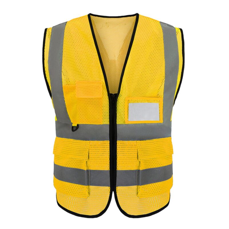 Custom High-Vis 100% Polyester Mesh Reflective Safety Vest w/4 Pockets - 3