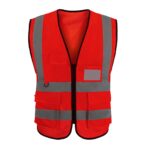 Custom High-Vis 100% Polyester Mesh Reflective Safety Vest w/4 Pockets - 4