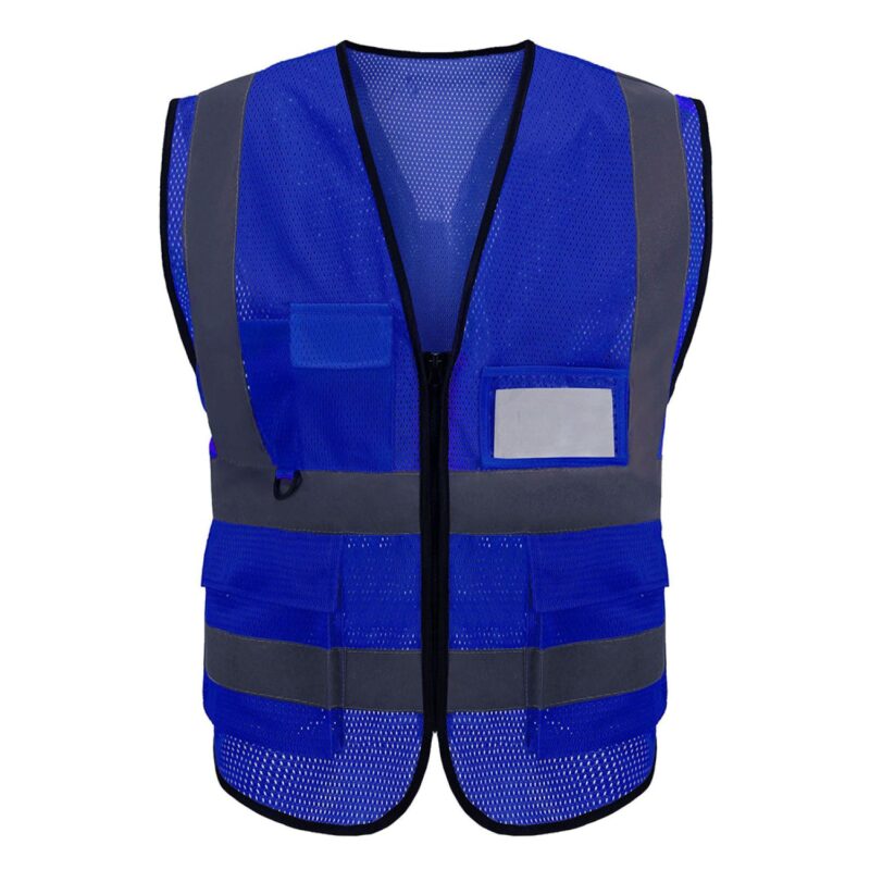 Custom High-Vis 100% Polyester Mesh Reflective Safety Vest w/4 Pockets - 5
