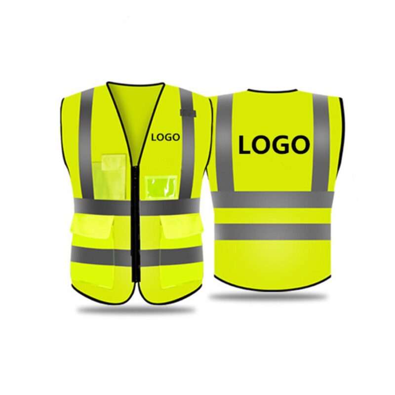 Custom High Visibility Reflective Safety Vest with Multi Pockets
