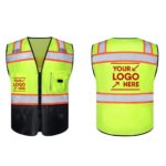 Custom High-quality Reflective Safety Vest w/ Multi Pockets and Zipper