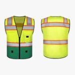 Custom High-quality Reflective Safety Vest w/ Multi Pockets and Zipper - 3