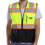 Custom High-quality Reflective Safety Vest w/ Multi Pockets and Zipper - 6