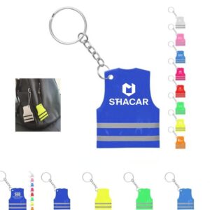 Custom Pvc Reflective Safety Vest Shape Keychain Tags