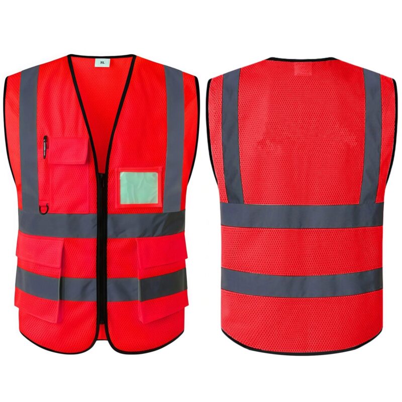Custom Class 2 Reflective Safety Vest Mesh Pockets - 2