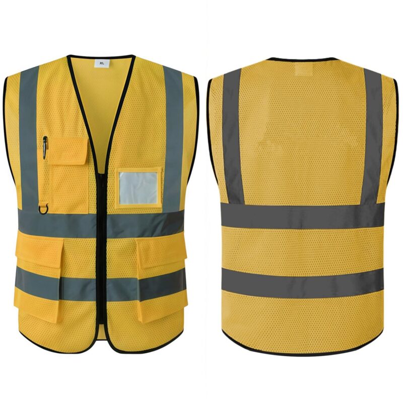Custom Class 2 Reflective Safety Vest Mesh Pockets - 3