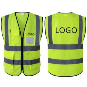 Custom Class 2 Reflective Safety Vest Mesh Pockets