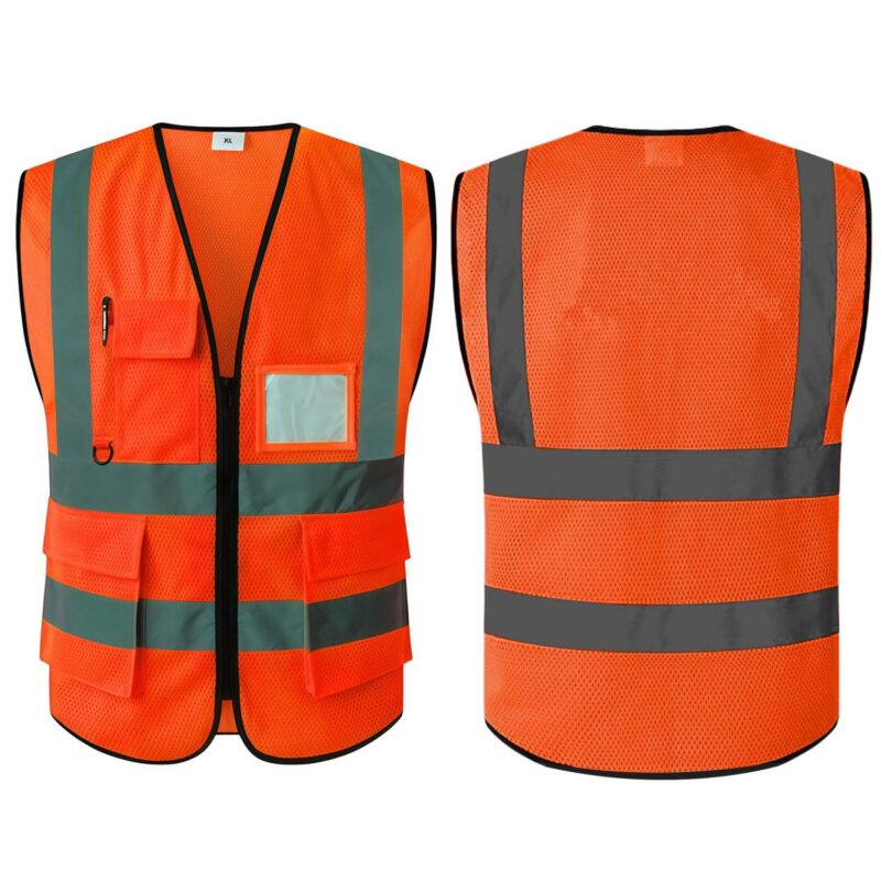 Custom Class 2 Reflective Safety Vest Mesh Pockets - 4