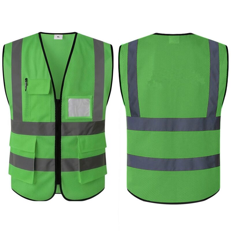 Custom Class 2 Reflective Safety Vest Mesh Pockets - 6