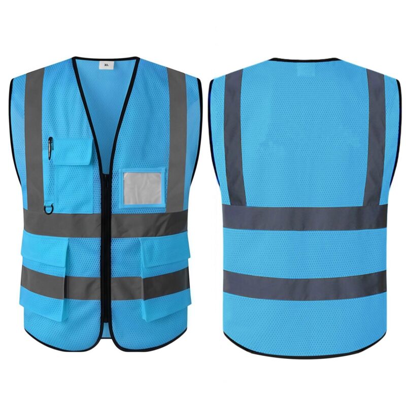 Custom Class 2 Reflective Safety Vest Mesh Pockets - 7