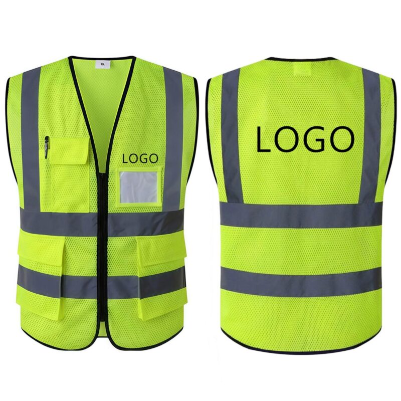 Custom Class 2 Reflective Safety Vest Mesh Pockets